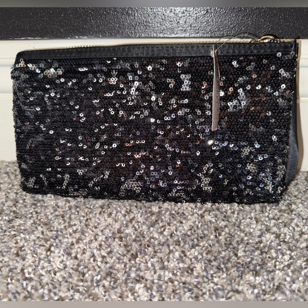 Victoria secret black sequin clutch pouch - Picture 2 of 7